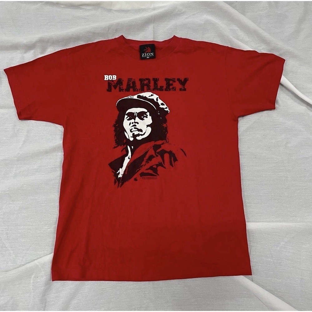 Vintage Bob Marley Band T Shirt Red Men's M Zoom Footwear Y2K Reggae Jamaica